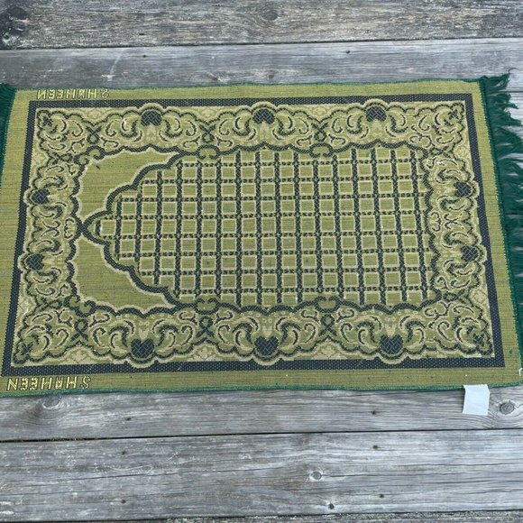Jainamaz Modefa Prayer Rug Green Soft Velvet Area Rug Religious Rug Musalah - Picture 8 of 10